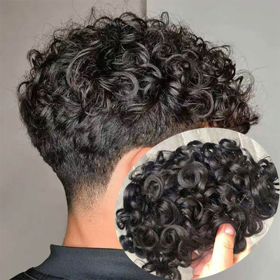 Full cuticle 100% virgem cuticle cabelo alinhado Afro Toupee para homens negros