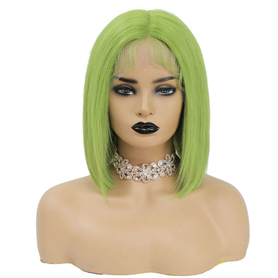 100% cabelo humano HD brasileiro renda frontal 8A 10A 12A curta bob verde peruca com renda suíça