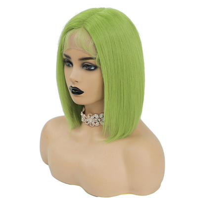 100% cabelo humano HD brasileiro renda frontal 8A 10A 12A curta bob verde peruca com renda suíça