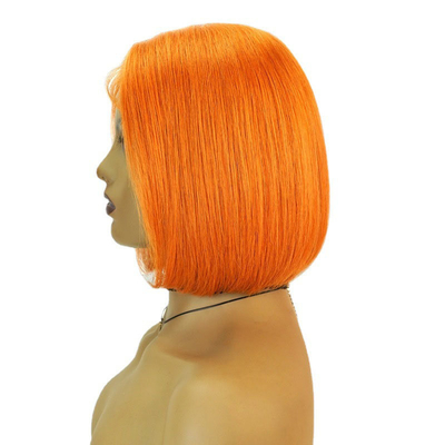Endereço transparente 150% Densidade Remy cabelo destaque laranja Bob retas perucas com cabelo de bebê