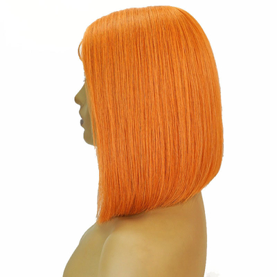 Endereço transparente 150% Densidade Remy cabelo destaque laranja Bob retas perucas com cabelo de bebê