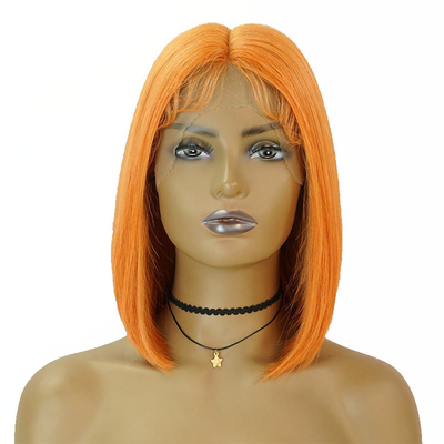 14 polegadas HD Lança Frente Bob Perucas com laranja natural Silky Direito cabelo humano peruano