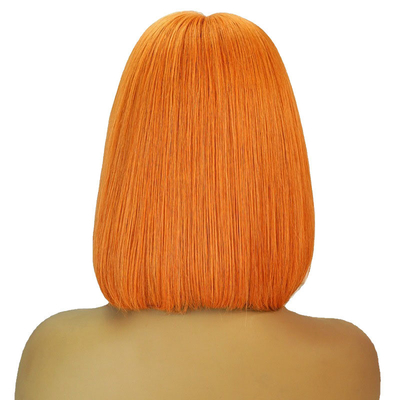 14 polegadas HD Lança Frente Bob Perucas com laranja natural Silky Direito cabelo humano peruano