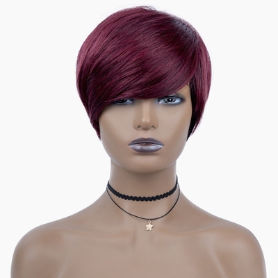 6 polegadas Verão HD Suíça renda crua cabelo humano virgem sedosa reta curta peruca Pixie corte perucas para mulheres negras