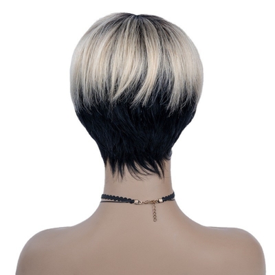 6 polegadas Verão HD Suíça renda crua cabelo humano virgem sedosa reta curta peruca Pixie corte perucas para mulheres negras