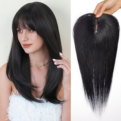 Clipe de base de seda em top 14 polegadas 150% densidade natural preto/marrom escuro/marrom-moca