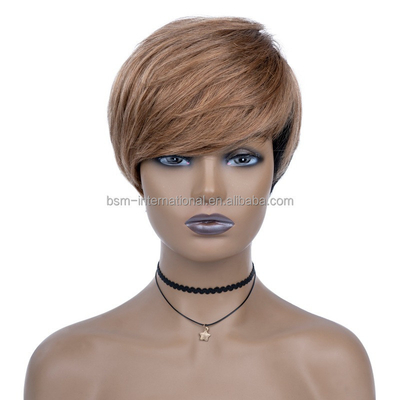 T1B/27 Cor Pre-Plucked Short Human Hair Perucas para Mulheres Negras Pixie Cut Brasileiro