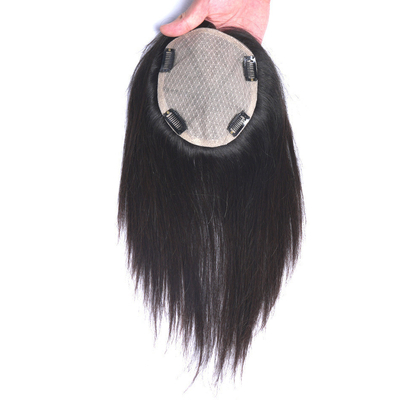 18 polegadas de Europa natural real parte livre base de seda cabelo humano clip em topper para mulheres