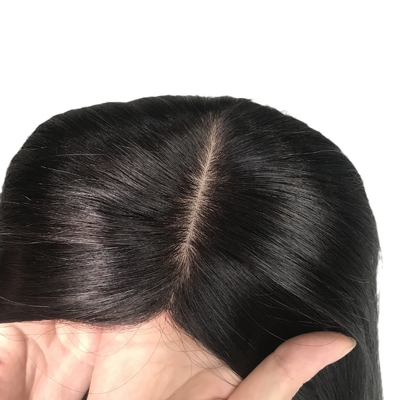 18 polegadas de Europa natural real parte livre base de seda cabelo humano clip em topper para mulheres