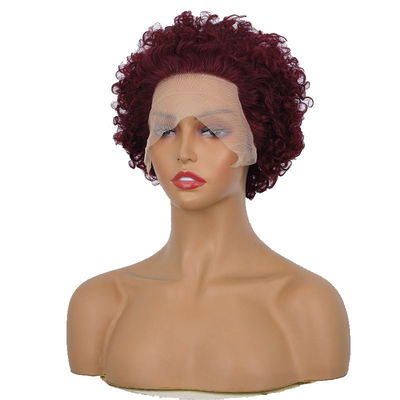 99J Borgonha Índia virgem crua cutícula alinhada cabelo humano renda perucas frontais para tamanho pequeno