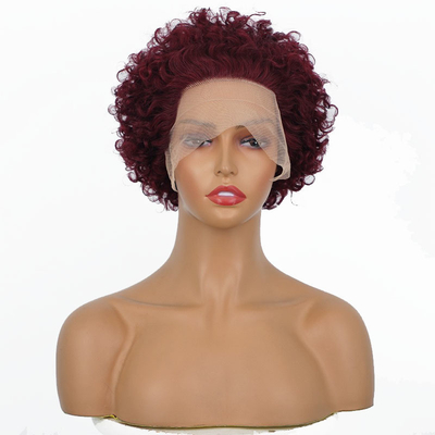 99J Borgonha Índia virgem crua cutícula alinhada cabelo humano renda perucas frontais para tamanho pequeno