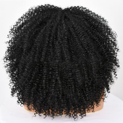 Castanho Frio Cabelos Humanos Bouncy e encaracolados Perucas com Bangs Peruanos Remy Afro Curls Kinky