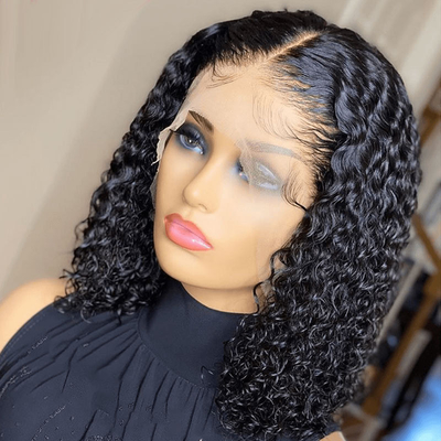 Remy Hair 180% Densidade Afro Kinky Curly 4*4/13*4/13*6 renda Frontal BOB Perucas para mulheres negras 250g-450g
