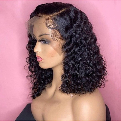 Remy Hair 180% Densidade Afro Kinky Curly 4*4/13*4/13*6 renda Frontal BOB Perucas para mulheres negras 250g-450g