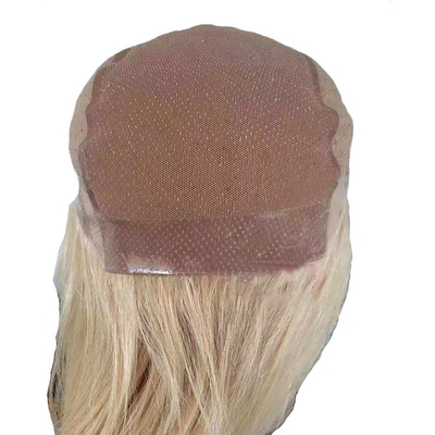 16-24 polegadas 613 loira de mão amarrada PU silicone perucas médicas para mulheres brancas 100% cabelo humano