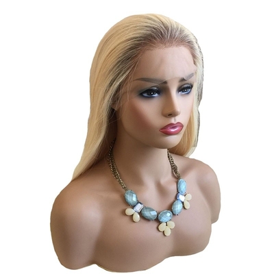 Suave e brilhante 613 Blonde Ombre Highlight Human Hair Peruca de mão amarrada para mulheres europeias