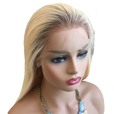 Suave e brilhante 613 Blonde Ombre Highlight Human Hair Peruca de mão amarrada para mulheres europeias