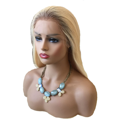 Suave e brilhante 613 Blonde Ombre Highlight Human Hair Peruca de mão amarrada para mulheres europeias