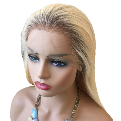 Suave e brilhante 613 Blonde Ombre Highlight Human Hair Peruca de mão amarrada para mulheres europeias