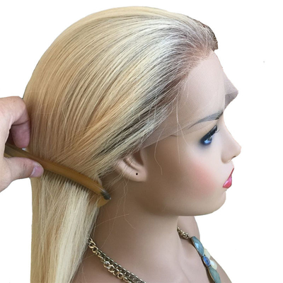 Suave e brilhante 613 Blonde Ombre Highlight Human Hair Peruca de mão amarrada para mulheres europeias