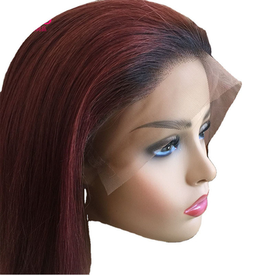100% cabelo humano brasileiro 99J Ombre Full Lace Peruca Suíça 360 Lace Frente 10-24 polegadas Transparente HD