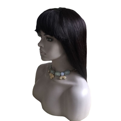 Natural preto virgem cruda Remy Full Lace Perucas amarradas à mão com cabelo Bangs Produtores de peruca