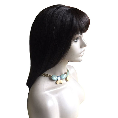 Natural preto virgem cruda Remy Full Lace Perucas amarradas à mão com cabelo Bangs Produtores de peruca