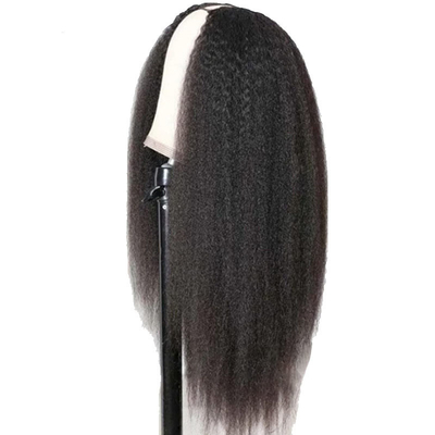 Perucas comprimento V parte longa sem cola Afro Kinky cabelo humano reto Peruca 250% densidade