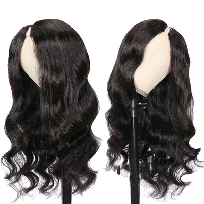 Nenhuma Perucas de renda V Parte de cabelo cambojano Peruca corpo onda de cabelo bruto humano sem deixar de fora sem cola