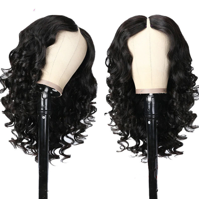 Nenhuma Perucas de renda V Parte de cabelo cambojano Peruca corpo onda de cabelo bruto humano sem deixar de fora sem cola
