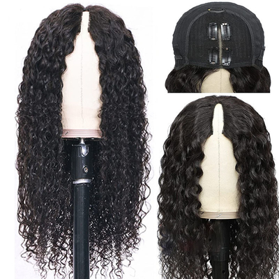Nenhuma Perucas de renda V Parte de cabelo cambojano Peruca corpo onda de cabelo bruto humano sem deixar de fora sem cola