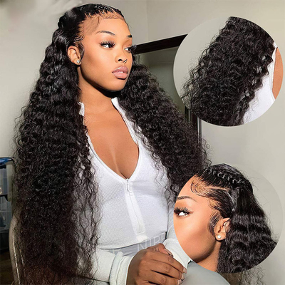 Cabelo indiano bruto HD Perucas frontais de renda 360 Perucas de renda para mulheres negras 10A 12A encaracolado