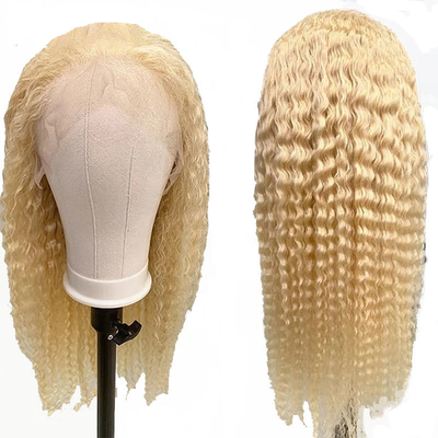 Cabelo Grade Remy Cabelo Italiano Curly Longo Transparente Casaco Frente 613 Loira Cabelo Humano Perucas