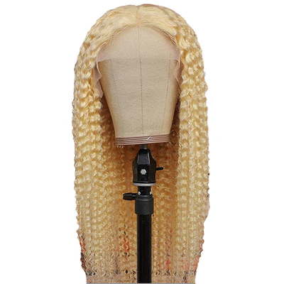 Cabelo Grade Remy Cabelo Italiano Curly Longo Transparente Casaco Frente 613 Loira Cabelo Humano Perucas