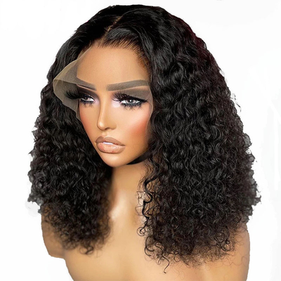 Curto comprimento Branco claro renda frontal cabelo humano corpo oceano Bob Wave peruca para mulheres negras