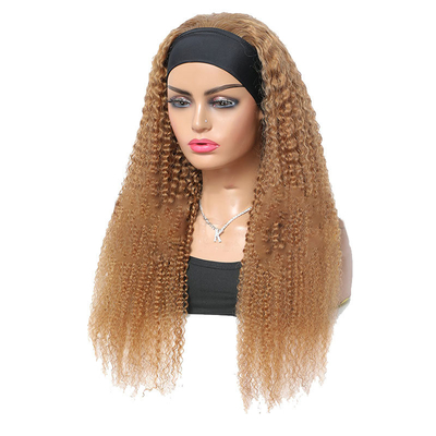 Cabelo Humano Real Jerry Curly Meia Peruca com Banda de Cabeça para raparigas Afro Pelo 10-30 polegadas