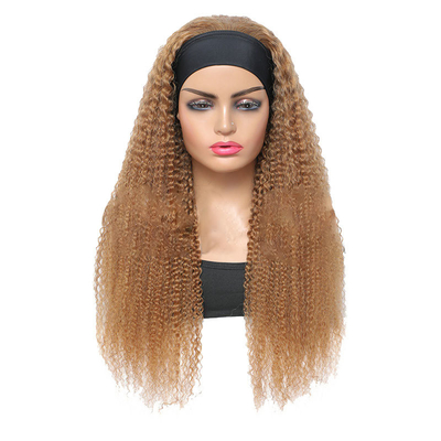 Cabelo Humano Real Jerry Curly Meia Peruca com Banda de Cabeça para raparigas Afro Pelo 10-30 polegadas