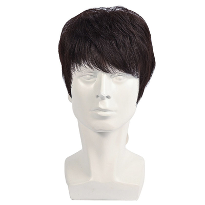 150% Densidade Natural Preto Cabelo Humano Curto Peruca para Homens