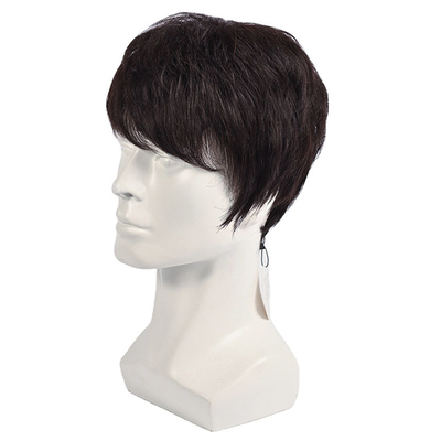 150% Densidade Natural Preto Cabelo Humano Curto Peruca para Homens