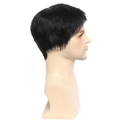 360 Natural Pre Pluck Curto Fechamento Peruca de Homem Suave e Brilhante