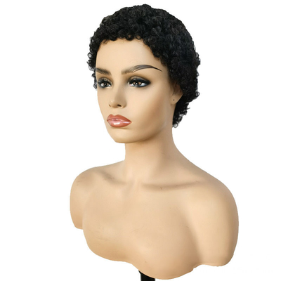 Máquina feita de cabelo curto e encaracolado Peruca Afro-Curly sem fechamento de renda Virgem Brasileira