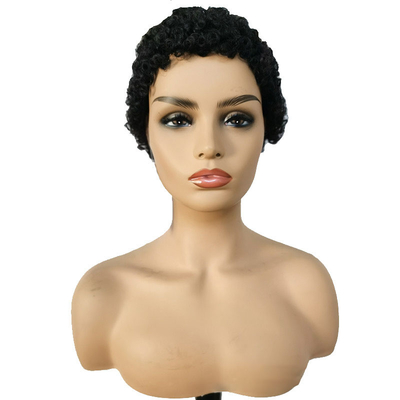 Máquina feita de cabelo curto e encaracolado Peruca Afro-Curly sem fechamento de renda Virgem Brasileira