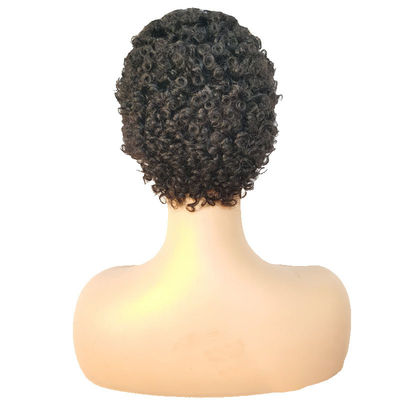Máquina feita de cabelo curto e encaracolado Peruca Afro-Curly sem fechamento de renda Virgem Brasileira