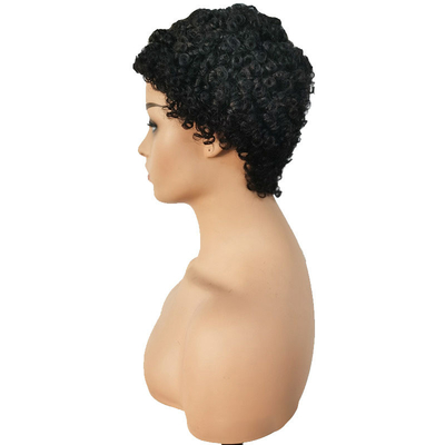 Máquina feita de cabelo curto e encaracolado Peruca Afro-Curly sem fechamento de renda Virgem Brasileira