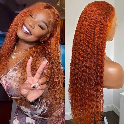 Destaque Cor Laranja Gengibre HD renda Peruca frontal 13x4 Tamanho renda Peruanos Kinky Curly