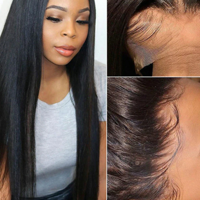 Longos ossos pretos, retos, vietnamitas, perucas de cabelo virgem crua, para técnica frontal de renda