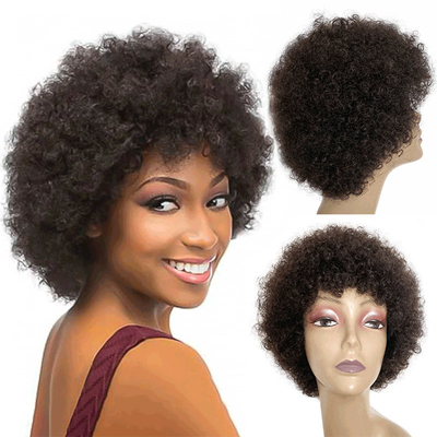 Cabeça humana indiana crua cutícula alinhada corte de fada Afro Perucas encaracoladas GS suprimentos 250g-450g