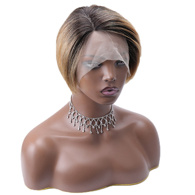 Longos Vietenenses Virgem crua HD 13x1 T Parte renda Frente Pixie corte de cabelo humano Perucas Ombre Marrom
