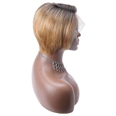 Longos Vietenenses Virgem crua HD 13x1 T Parte renda Frente Pixie corte de cabelo humano Perucas Ombre Marrom