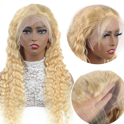 Marrom claro Cor de renda Virgem Loira Corpo realçado Ondulado encaracolado Peruca frontal de renda completa 613 HD 13x6 para mulheres